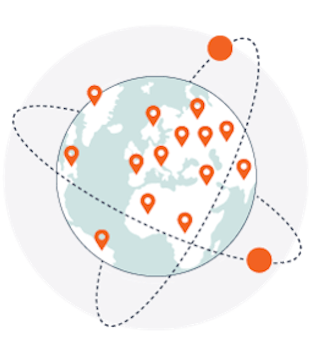 location pinpoints around the world